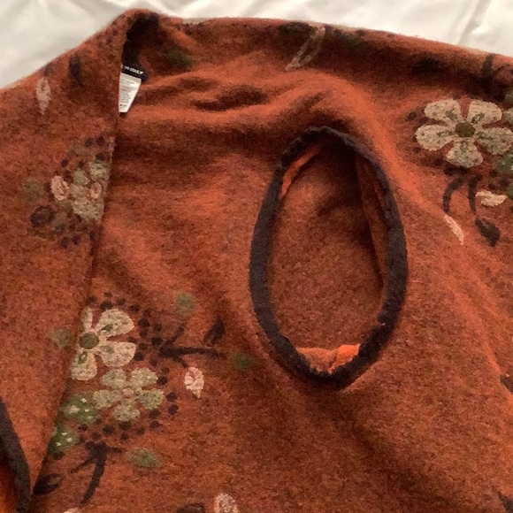 Rust and Black Floral Embroidered Wool Blend Jacket - Picture 7 of 12